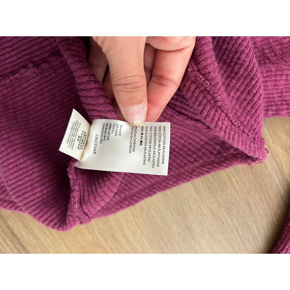 Free People Give Me A Little Bell Sleeve Rib T Shirt Fairytale Magenta Medium - Picture 5 of 7